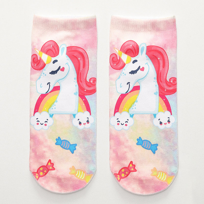 Middle Finger Socks Cat Flamingo Emoji 3D Printing Thermal Transfer Unicorn Cat Silly Socks